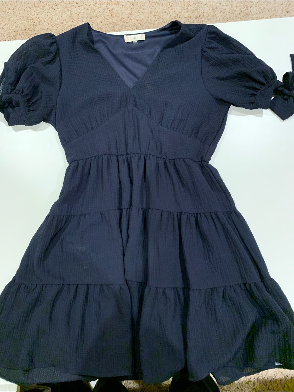 Altar’d State Navy Tiered V-Neck Dress